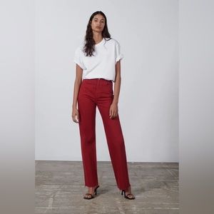 Zara red 90s full length jean